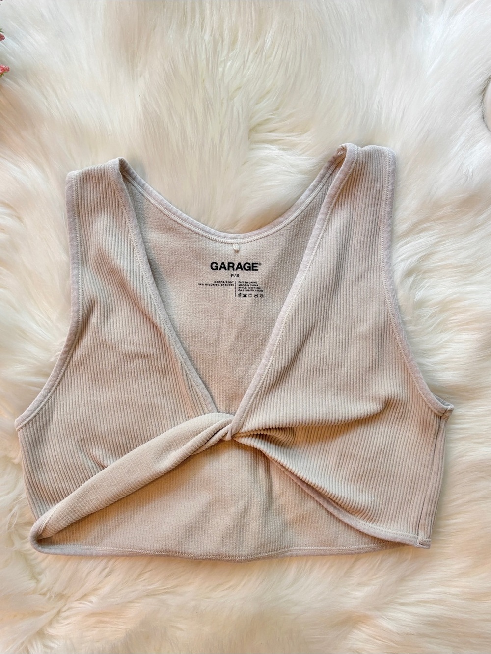 Garage Ribbed Twist Front Cropped Tank